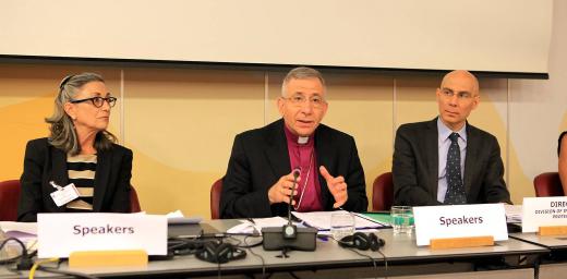 (middle) LWF President Bishop Dr Munib A. Younan at the launch of 