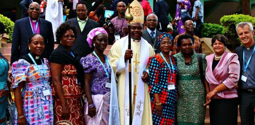 Bishop Malasusa, centre, with members of the LWF Council