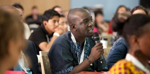 A delegate at a LWF youth meeting makes a submission. Photo: LWF/Marko Schoeneberg