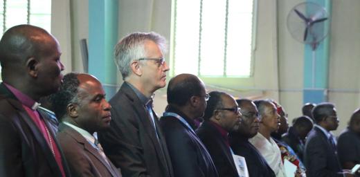 LWF General Secretary Rev. Martin Junge worships among several Lutheran leaders and ecumenical partners from around the world. Photo: Allison Westerhoff