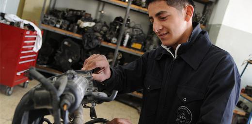 Ahmad, an auto-mechanics student at the LWF Vocational Training Center in Ramallah. The LWF has been providing vocational training to Palestinian youth since 1949. Photo: LWF Jerusalem/K. Brown
