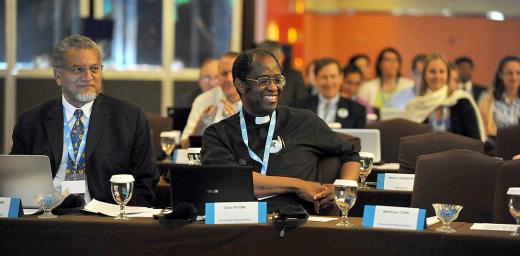 Bishop Ivan Abrahams, WMC general secretary (left), and Rev. Dr Setri Nyomi, WCRC general secretary. Photo: LWF/M. Renaux