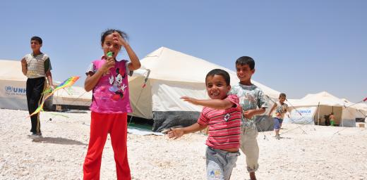 Children playing at the Za'atri refugee camp in Jordan Â© LWF/R. Schlott