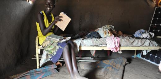 Nyaring, 13, South Sudanese refugee who came from Bor. LWF built her a house and provides her with school materials and cash. Photo: M. Renaux