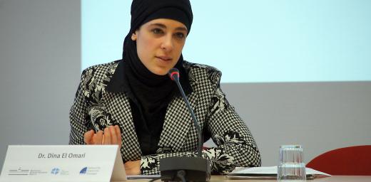 Dr. Dina El-Omari, Centre for Islamic Theology (ZIT) MÃ¼nster, gives a welcome address at the Christian-Muslim consultation 