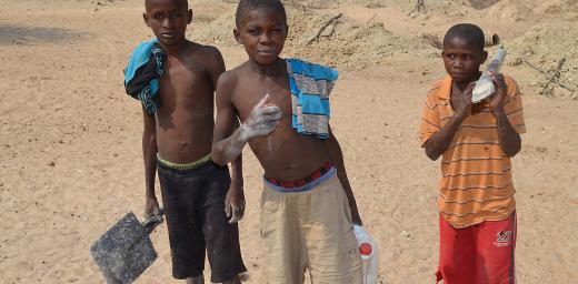 Young boys look for water in southern Angola. Photo: Nzakumiena Daniel