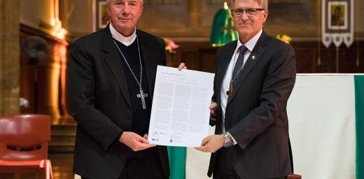 Archbishop Christopher Prowse of the Australian Catholic Bishops Conference and LCA Bishop John Henderson have signed a joint statement issued to mark the 500th anniversary of the Reformation. Photo: Ben Macmahon