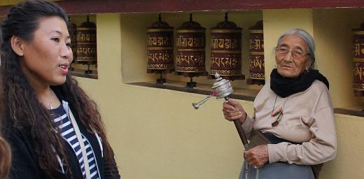 Kandho (center) and Sonam (left) in the Tishaling Tibetan Settlement, Pokhara. Photo: LWF/ C. KÃ¤stner