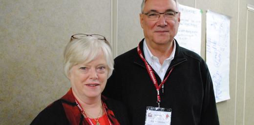 PWRDF director Adele Finney and CLWR director Robert Granke at Canada's National Church Council. Photo: AndrÃ© Forget