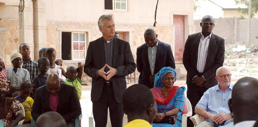 The LWF Council expressed appreciation to the General Secretary Rev. Dr Martin Junge for his solidarity visit to northern Nigeria in March this year. The LWF delegation included LCCN's Titi Malik (seated to Junge's left). Photo: Jfaden Multimedia