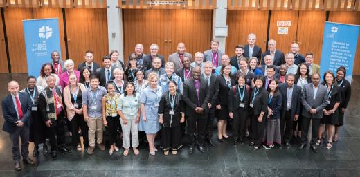 The LWF Council members. The President, the Chairperson of the Finance Committee, and 48 members from LWF member churches in seven regions. 28 June 2018, Geneva, Switzerland. Photo: Albin Hillert/LWF