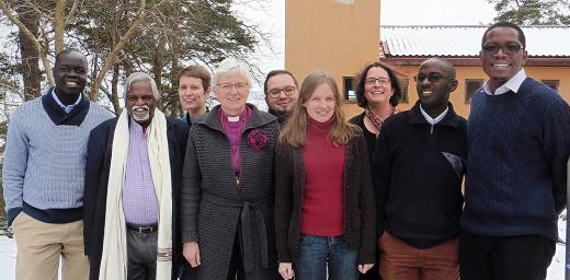 Rev. Dr Busi Suneel Bhanu (second left), other LWF member church representatives and staff, at the February meeting of the study group on Lutheran engagement in the public space, in Sigtuna, Sweden. Photo: LWF