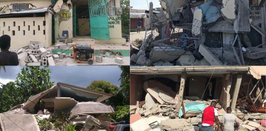 Houses and other buildings destroyed by the 7.2-magnitude earthquake which hit the south-west of the country on 14 August 2021. Photos: KORAL/MR BatismÃ© 