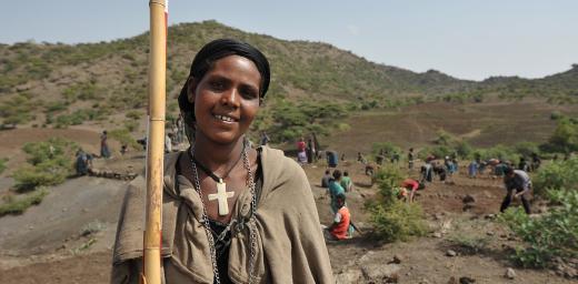 Ms Birzegen Yiman on the conservation site at Lalibela, Ethiopia. Photo: LWF/C. KÃ¤stner