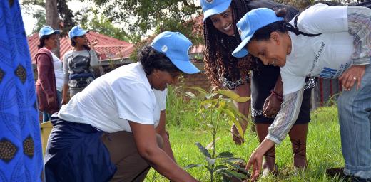 EECMY staff take part in the country-wide initiative to plant trees as part of the churchâs commitment to care for creation and mitigate against climate change. Photo: EECMY/Abeya Wakwoya