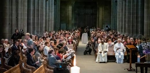 Gathered in Saint Peter's Cathedral in central Geneva, five Christian traditions celebrate the 20th anniversary of the historic Joint Declaration on the Doctrine of Justification. Through a prayer service, leaders of Lutheran, Roman Catholic, Methodist, Reformed and Anglican global church bodies reaffirm their commitment to u