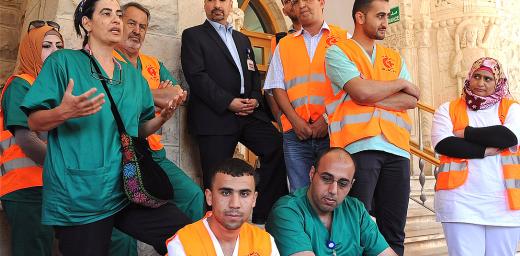 Dina Khoury, OR and infection Control Nurse, and others who were part of the AVH team sent to Gaza in August 2014, shared their experiences with an assembly of AVH staff upon the team's return to Jerusalem. Photo: LWF Jerusalem