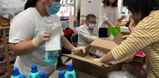 Volunteers at the Eternal Life Lutheran Church in Hong Kong prepare supplies to distribute to local people in need. All Photos: ELCHK