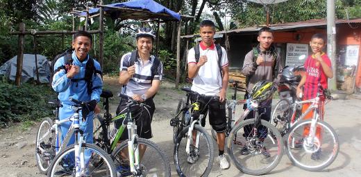 Seminary students from Pematang Siantar with their bicycles - the project mobilized 50 students in a country where bicycles are expensive and considered an unusual means of transportation. Photo: Daniel Sinaga