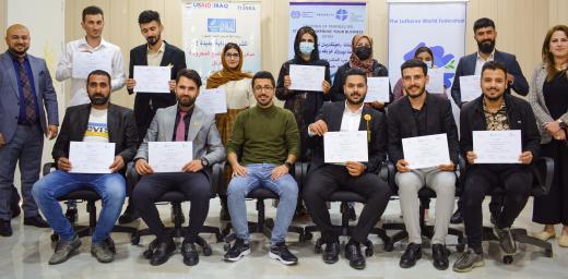 A group of students graduating from the SYB training in coordination with Thiqa bank in Duhok, Iraq. All photos: LWF/Iraq