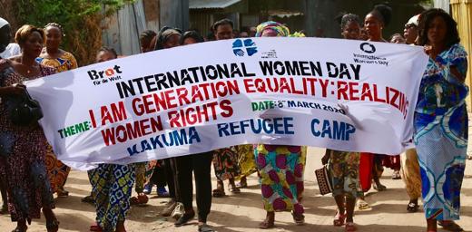 Women in Kenyaâs Kakuma refugee camp, where LWF is the main implementing partner for UNHCR, celebrate International Womenâs Day 2020. Photo: LWF Kenya/Akbar