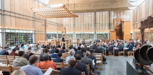 Opening worship of the Central Committee meeting in the chapel of the Ecumenical Centre. Photo: Albin Hillert/WCC.