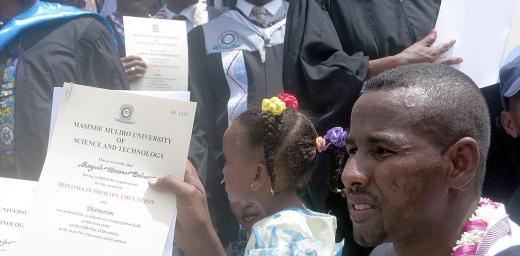 Graduates with diploma at the graduation ceremony. Photo: LWF/Kenya-Djibouti