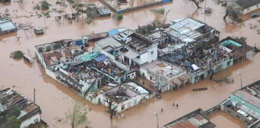 Aerial view of flooding caused by cyclone Idai in Mozambique. Photo: Lutheran Media Forum 