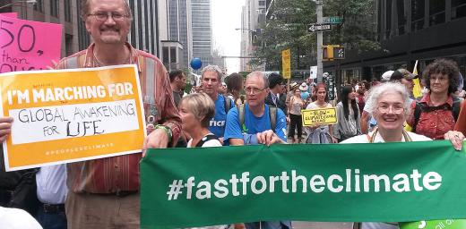 The LWF delegation to the New York Climate events participated in the âLargest Climate Marchâ in history, held 21 September, in New York City. Photo: #FastForTheClimate/Nikola Taylor