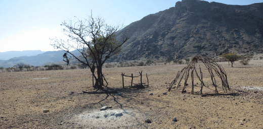 A cattle post in Kunene region of Namibia, abandoned due to lack of grazing pasture for livestock. Photo: LWF