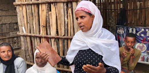 A member of a Symbols of Hope Ethiopia womenâs self-help group in the southern region of Hosaena, sharing her experiences. Photo: LWF/M. DÃ¶lker