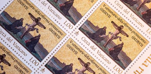 Postage stamp commemorating the 500th anniversary of the Reformation. Photo: LWF