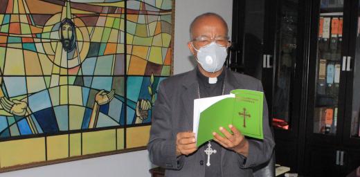 Ethiopian Evangelical Church Mekane Yesus President Rev. Yonas Yigezu Dibisa in his office in Addis Ababa. Photo: EECMY