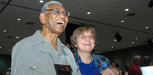 Rev. Dr Philip Potter and his wife, Bishop-emeritus BÃ¤rbel Wartenberg-Potter, in 2006. Photo: Igor Sperotto/WCC