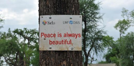 Messages of peace in a school run by LWF in Upper Nile State, South Sudan. Photo: LWF/ C: KÃ¤stner