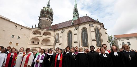 More than 120 pastors from 18 countries campaigned for womenâs ordination in Wittenberg, Germany. Photos: LWF/Marko Schoeneberg