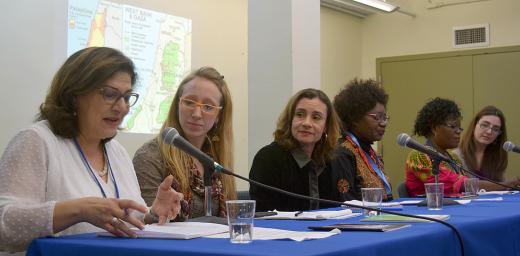 Panelists at the LWF-WCC side event at the 59th session of the UN Commission on the Status of Women, in New York, 12 March. Photo: Mikka MacKraken/ELCA