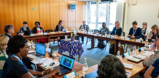 Delegates from around the LWF communion gather for the women’s Pre-Council meeting in Geneva’s Ecumenical Center. Photo: LWF/S. Gallay