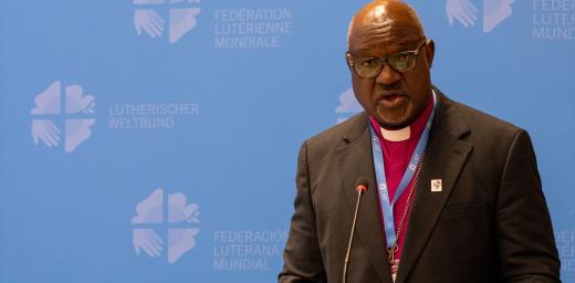 LWF President Archbishop Dr Panti Filibus Musa delivers his address to the Council
