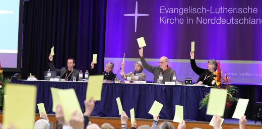 Voting during the synod meeting of the Evangelical Lutheran Church in Northern Germany