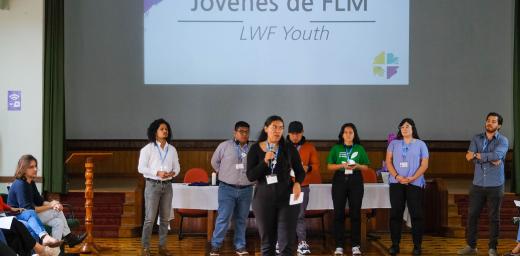 Youth participants of the Leadership Conference of the Americas presenting their work priorities during the meeting. Photo: LWF/Gabriela Giese
