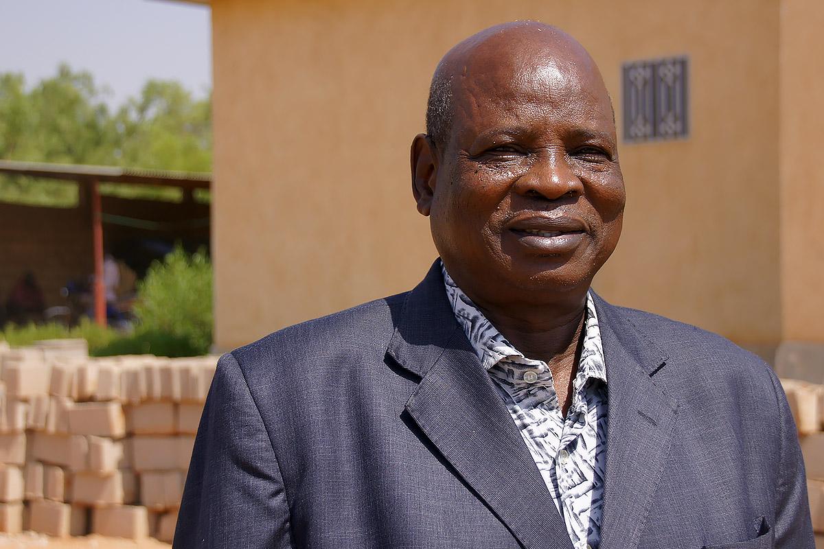 Rev Robert Goyek Daga, in front of the millennium Cathedral that his church is building in the center of Garoua town. Photo: LWF/ C. Kästner