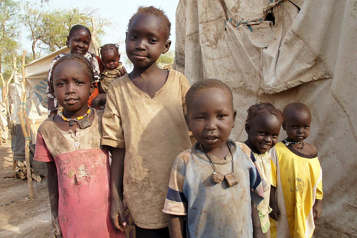 Children from Kordofan in Gendrassa refugee camp, South Sudan. The ongoing conflict in the latest UN member state provides an especially difficult working environment. Photo: LWF/ C. Kästner