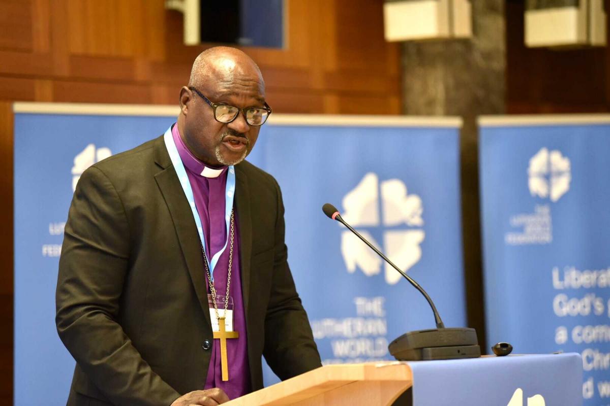 LWF President Archbishop Dr Panti Filibus Musa examined the significance of the Twelfth Assembly and the Reformation anniversary in his address to the 2018 Council. Photo: LWF/Albin Hillert
