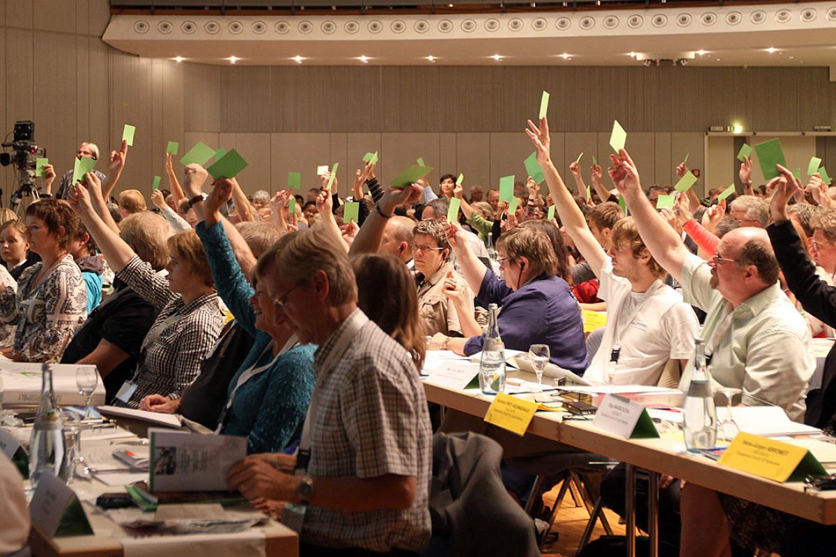 At five consecutive Assemblies, LWF member churches stated their common goal of including women in the ordained ministry. A plenary vote during the 20-27 July 2010 LWF Eleventh Assembly in Stuttgart, Germany. LWF/J. Latva-Hakuni