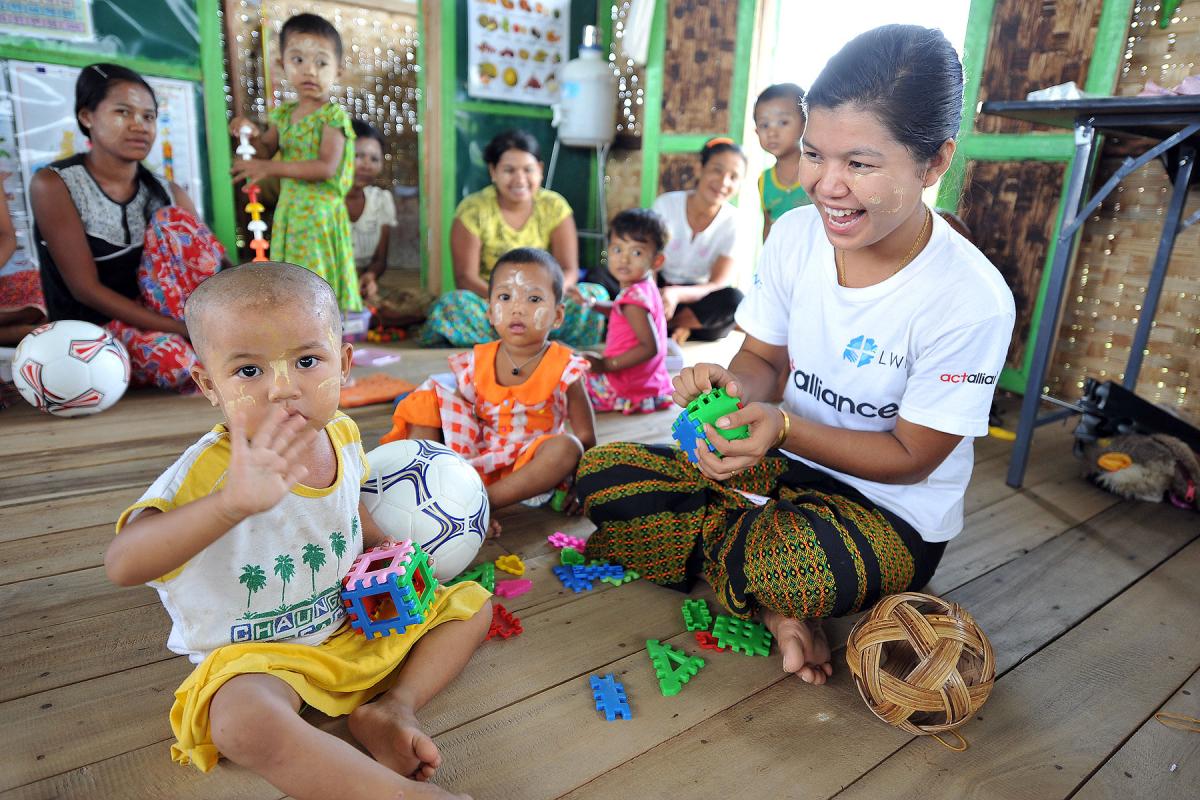 An LWF-run child-friendly space in Thi Kyar village, Mrauk U township, Rakhine state, Myanmar. Photo:C/Kästner 